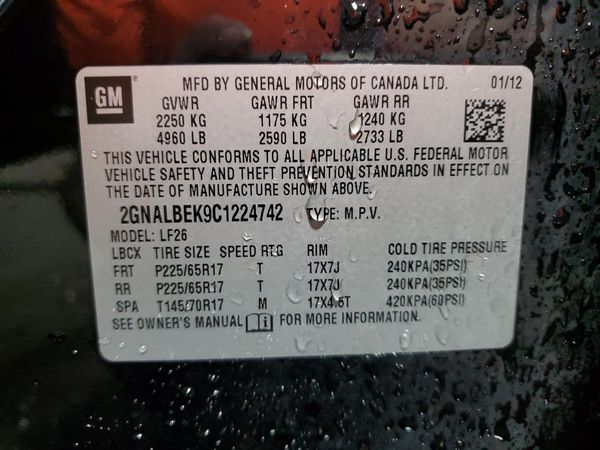 2012 CHEVROLET EQUINOX LS