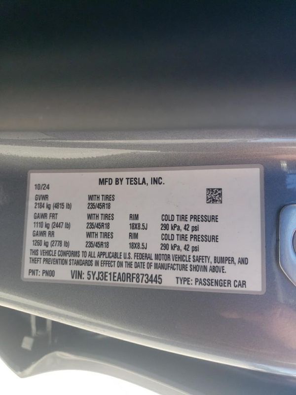 2024 TESLA MODEL 3
