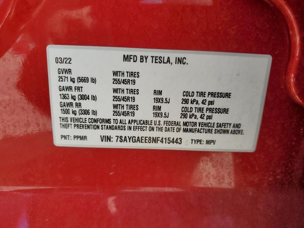 2022 TESLA MODEL Y