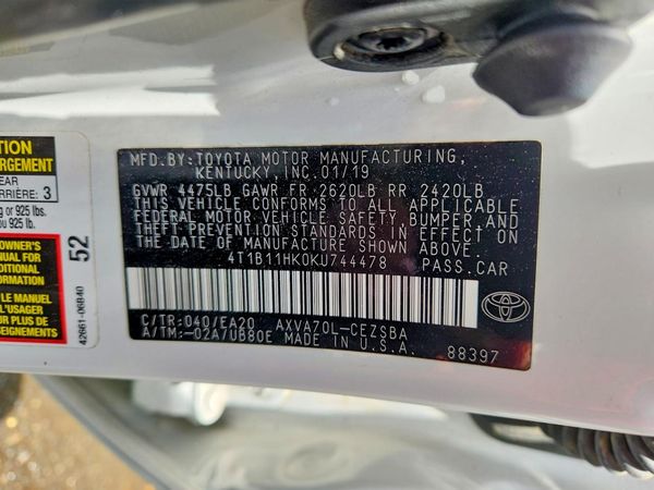 2019 TOYOTA CAMRY L/LE/SE/XLE
