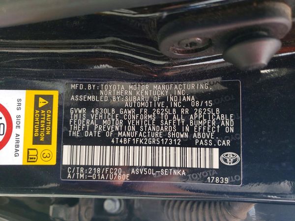 2016 TOYOTA CAMRY
