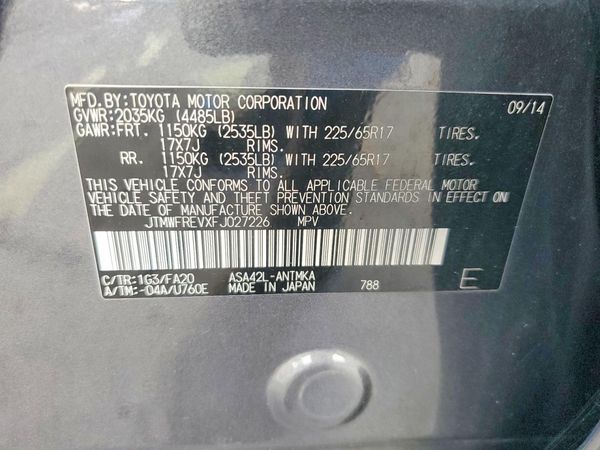 2015 TOYOTA RAV4 XLE (M Grade)