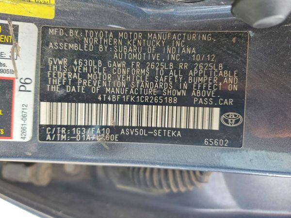 2012 TOYOTA CAMRY
