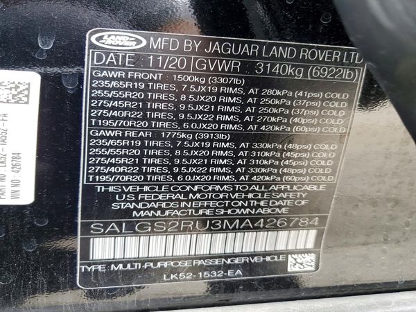 2021 LAND ROVER RANGE ROVER HSE Westminster Edition
