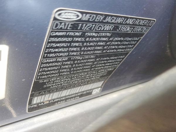 2022 LAND ROVER RANGE ROVER