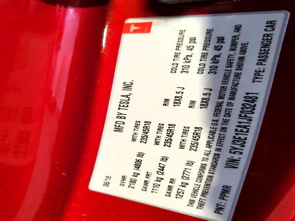 2018 TESLA MODEL 3