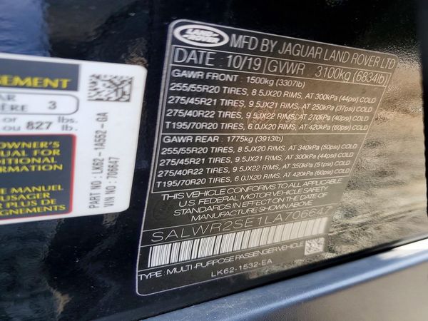 2020 LAND ROVER RANGE ROVER SPORT