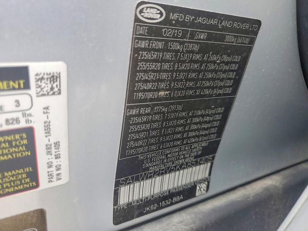 2019 LAND ROVER RANGE ROVER SPORT