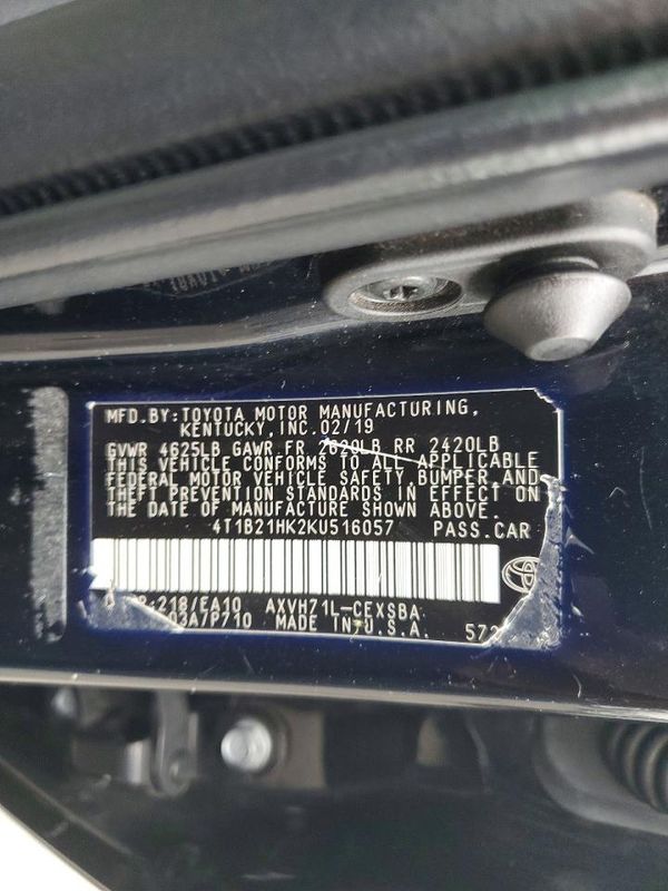 2019 TOYOTA CAMRY SOLA SE/XLE Hybrid — VINS