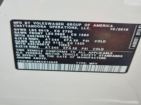 2019 VOLKSWAGEN ATLAS 4Motion SE