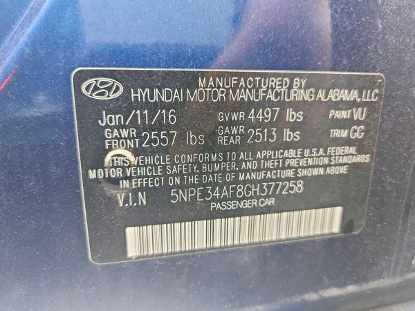 2016 HYUNDAI SONATA