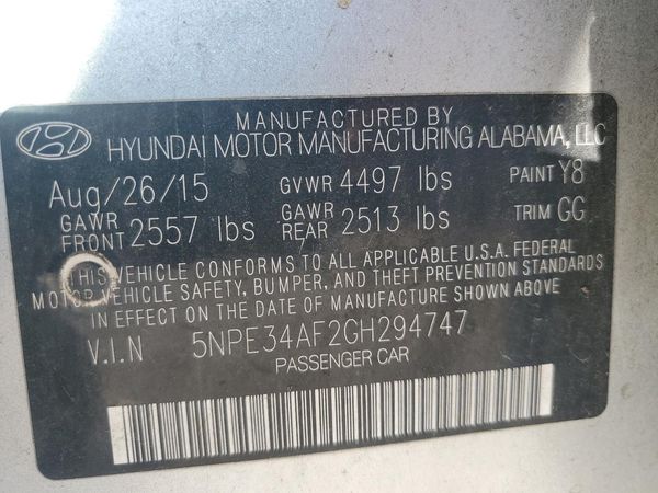 2016 HYUNDAI SONATA