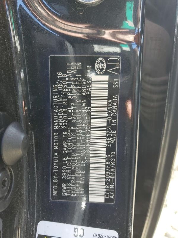 2016 TOYOTA COROLLA