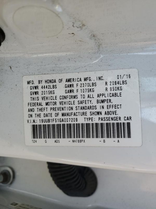 2016 ACURA TLX TECH — VINS