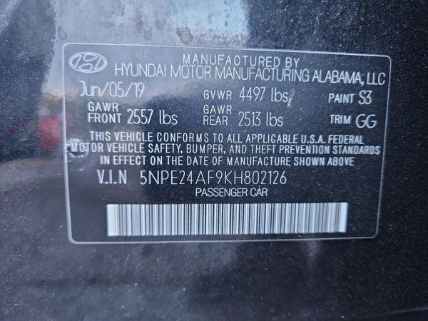 2019 HYUNDAI SONATA