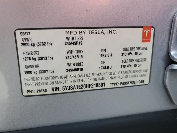 2017 TESLA MODEL S — VINS
