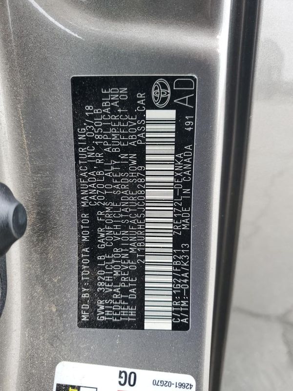 2018 TOYOTA COROLLA