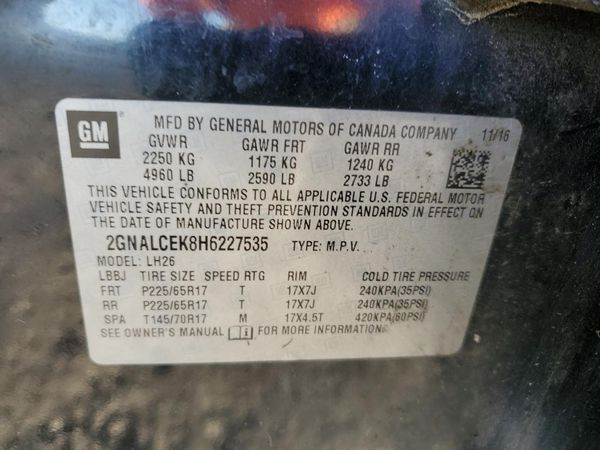 2017 CHEVROLET EQUINOX LT / FL