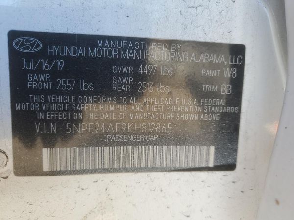 2019 HYUNDAI SONATA