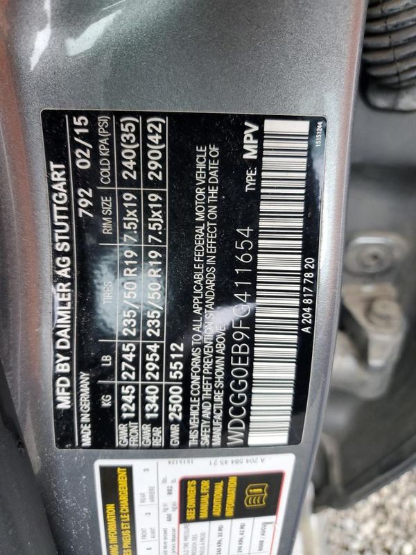 2015 MERCEDES-BENZ GLK GLK250 BLUETEC 4-MATIC