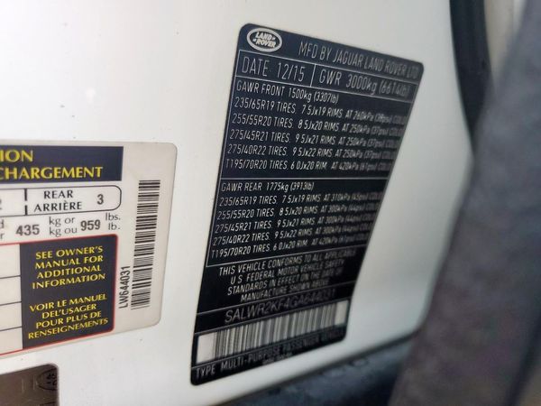 2016 LAND ROVER RANGEROVER HSE — VINS