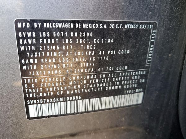 2019 VOLKSWAGEN TIGUAN