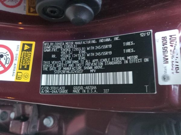 2018 TOYOTA HIGHLANDER Ltd/Ltd Platinum