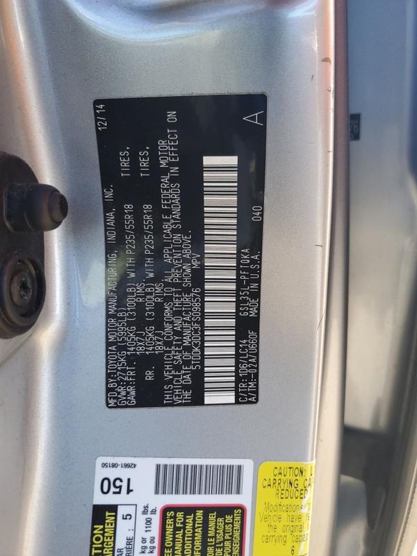 2015 TOYOTA SIENNA