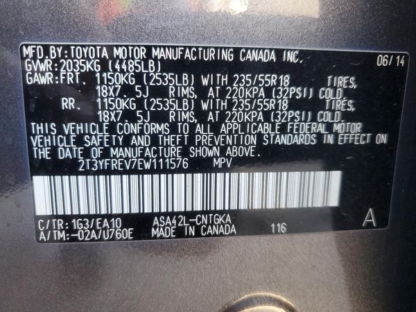 2014 TOYOTA RAV4 High — VINS