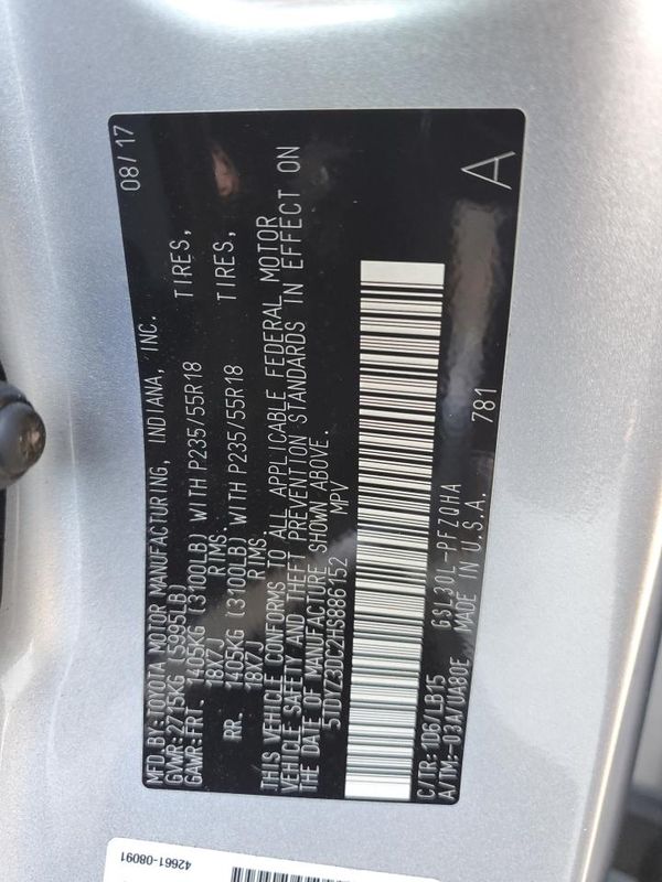 2017 TOYOTA SIENNA — VINS
