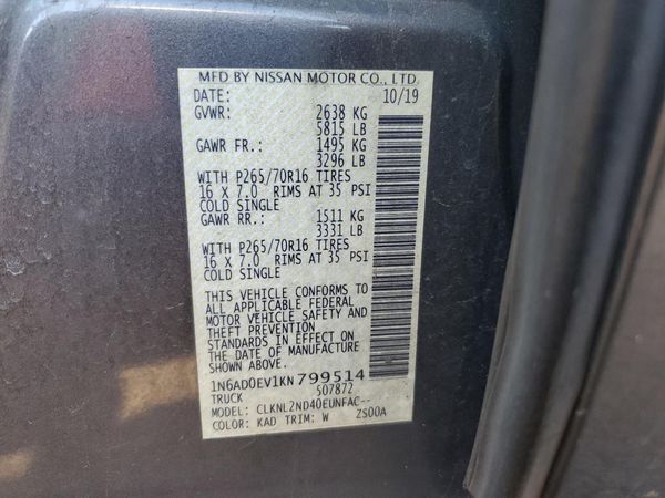 2019 NISSAN FRONTIER