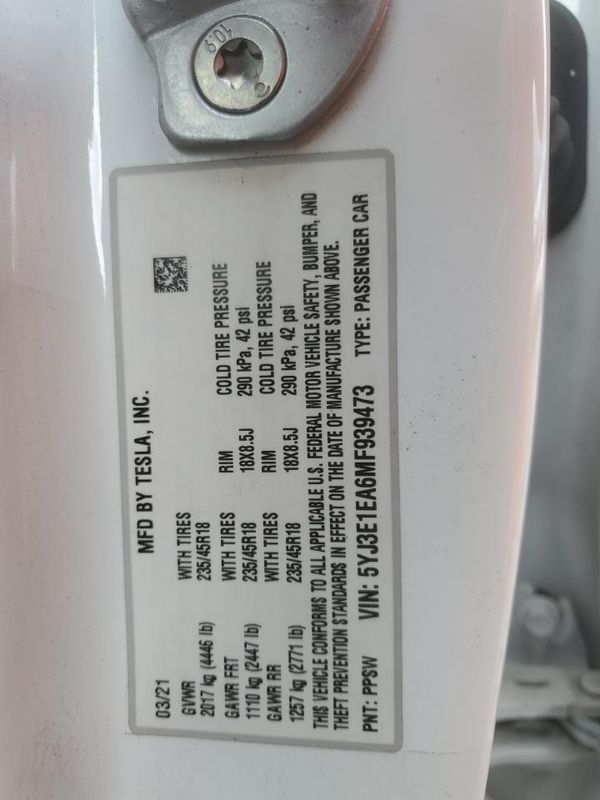 2021 TESLA MODEL 3