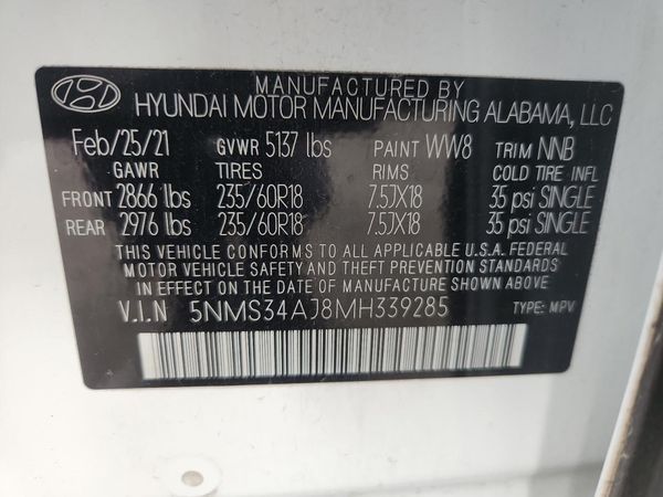 2021 HYUNDAI SANTA FE SEL w/ Premium Pkg