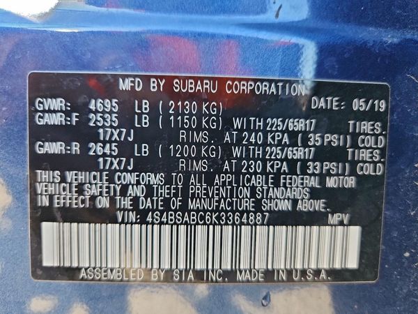 2019 SUBARU OUTBACK
