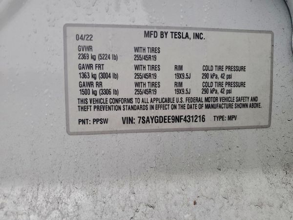 2022 TESLA MODEL Y