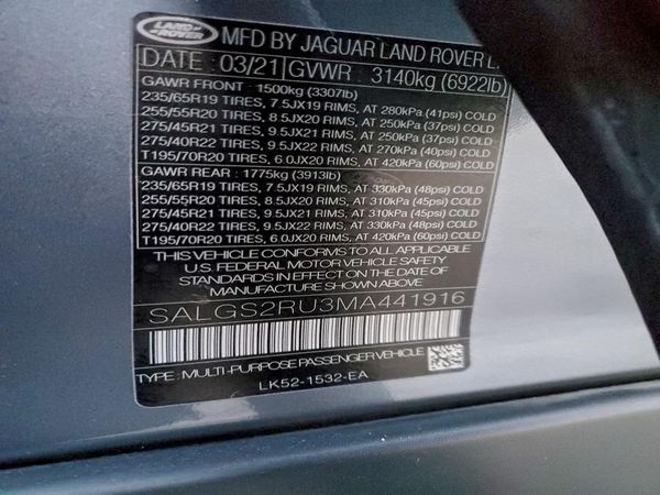 2021 LAND ROVER RANGE ROVER