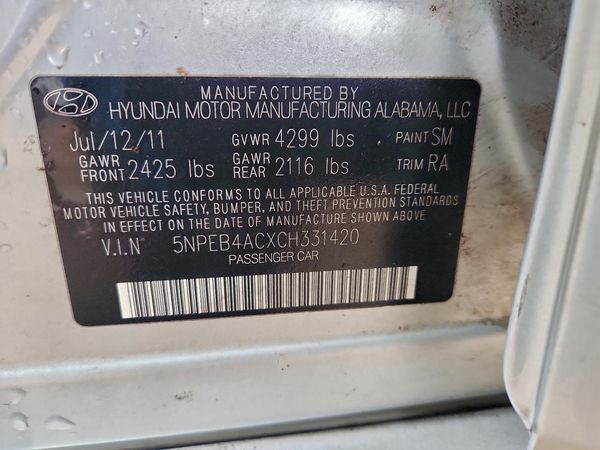 2012 HYUNDAI SONATA Middle-low level