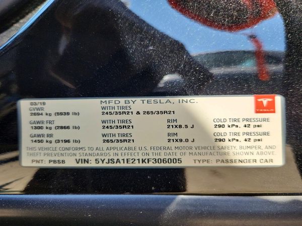 2019 TESLA MODEL S