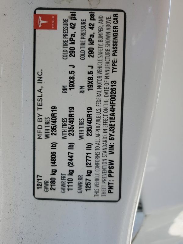 2017 TESLA MODEL 3