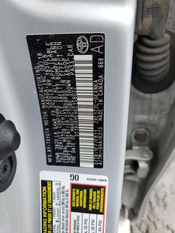 2019 TOYOTA COROLLA L/LE/SE/XLE/XSE