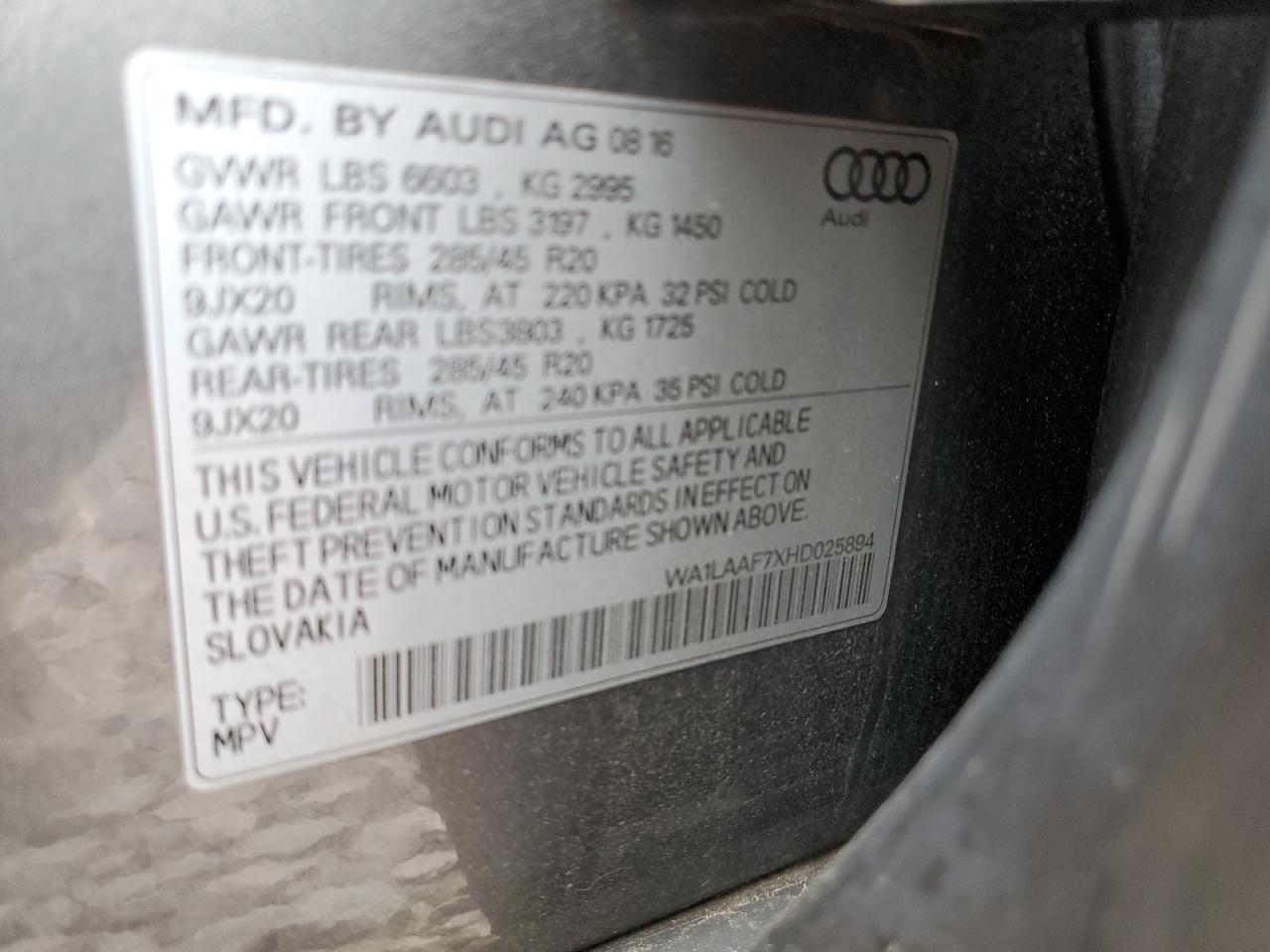 2017 AUDI Q7 quattro Premium Plus