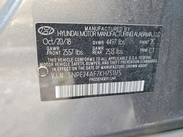 2019 HYUNDAI SONATA
