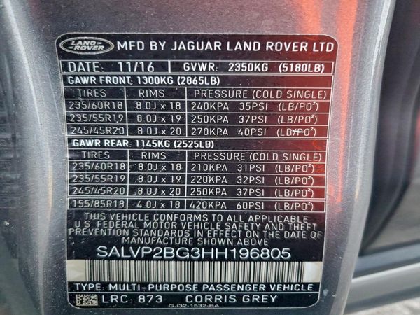 2017 LAND ROVER RANGE ROVER EVOQUE SE
