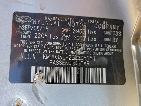 2016 HYUNDAI ELANTRA — VINS