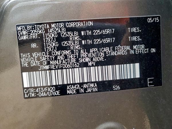 2015 TOYOTA RAV4 XLE (M Grade)