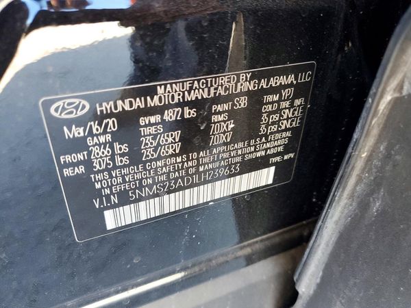 2020 HYUNDAI SANTA FE SE