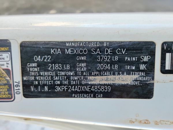 2022 KIA FORTE