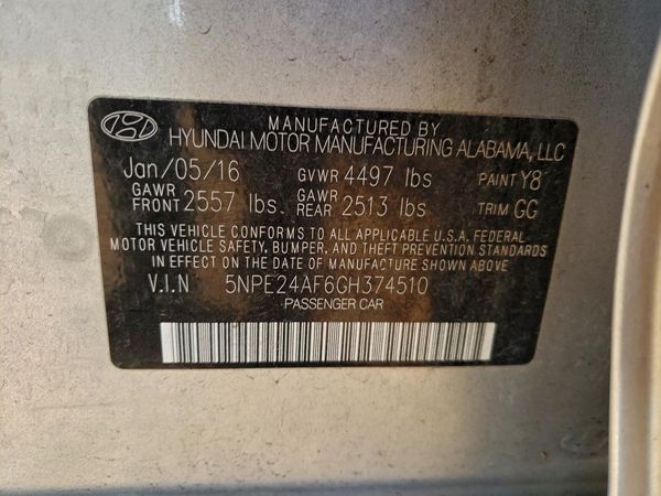 2016 HYUNDAI SONATA — VINS
