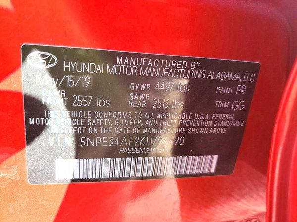 2019 HYUNDAI SONATA