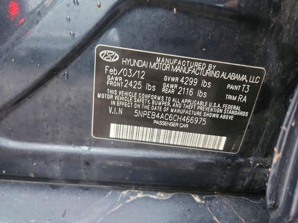 2012 HYUNDAI SONATA